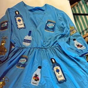 Blue Embellished Cocktail Bottle mini Dress size M